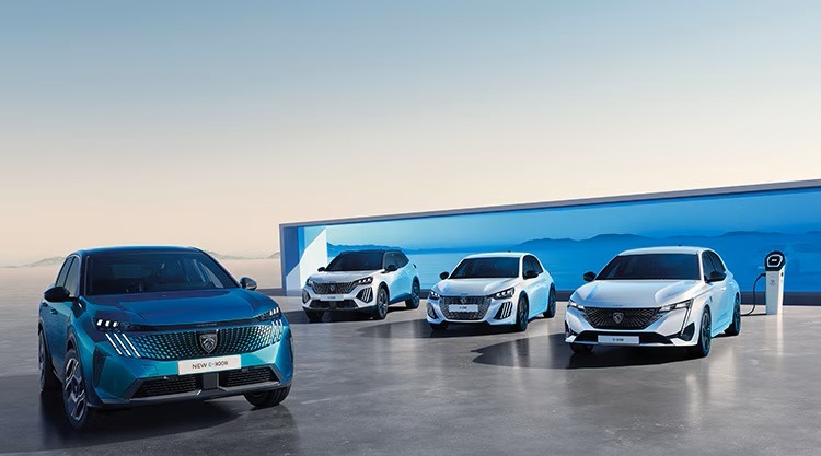 Esposizione della gamma Peugeot presso la concessionaria QueenCar, con modelli allineati e personale disponibile.